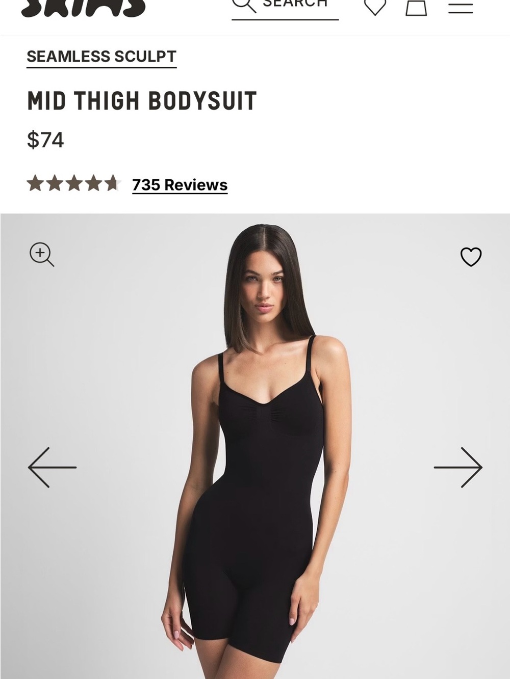 SKIMS Seamless Mid-Thigh Bodysuit in Black